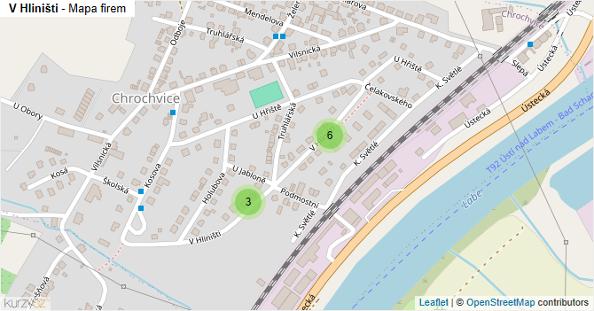 V Hliništi - mapa firem