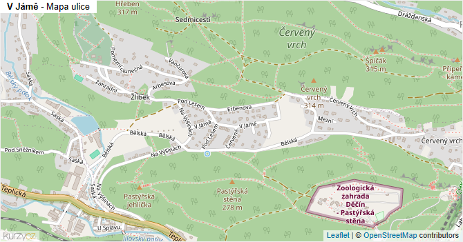 V Jámě - mapa ulice
