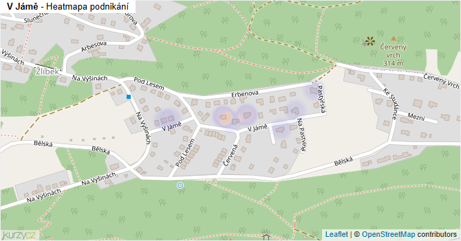 V Jámě - mapa podnikání