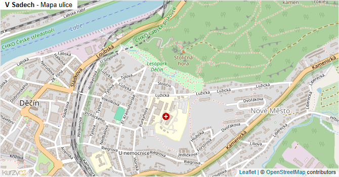 V Sadech - mapa ulice