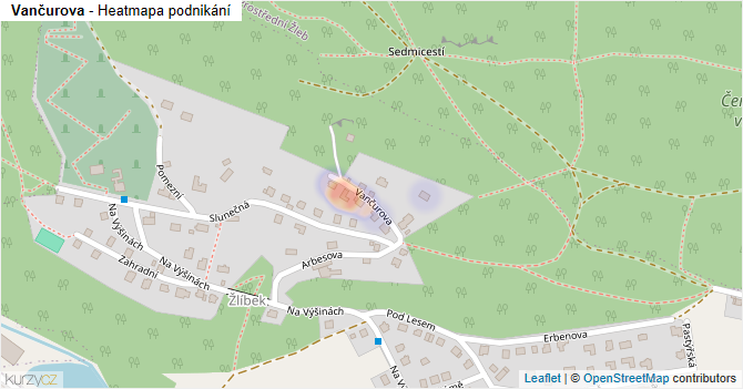 Vančurova - mapa podnikání
