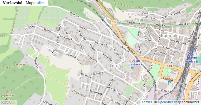 Varšavská - mapa ulice