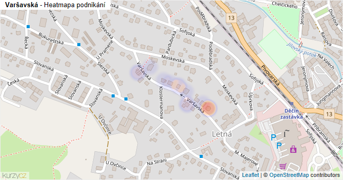 Varšavská - mapa podnikání