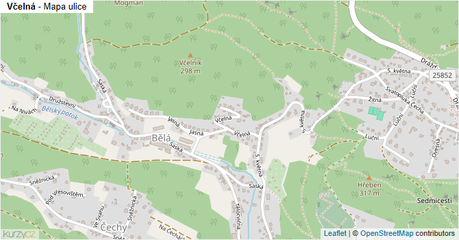 Včelná - mapa ulice