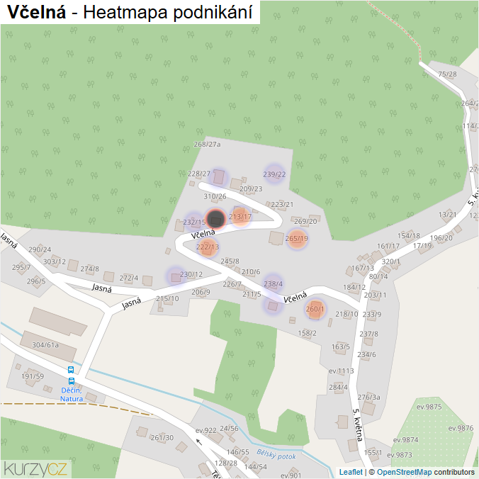 Mapa Včelná - Firmy v ulici.
