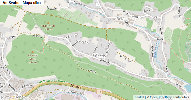 Ve Svahu - mapa ulice