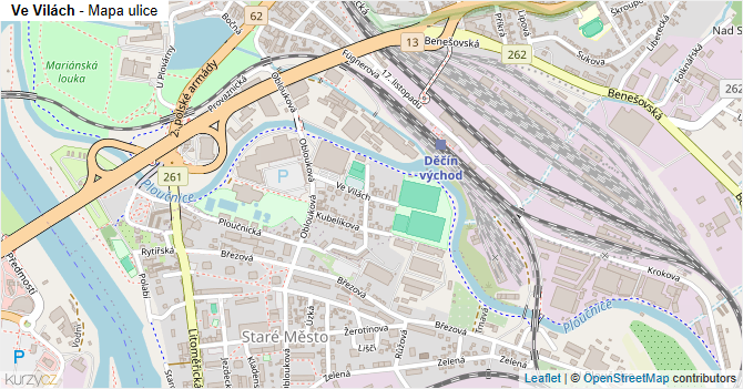 Ve Vilách - mapa ulice