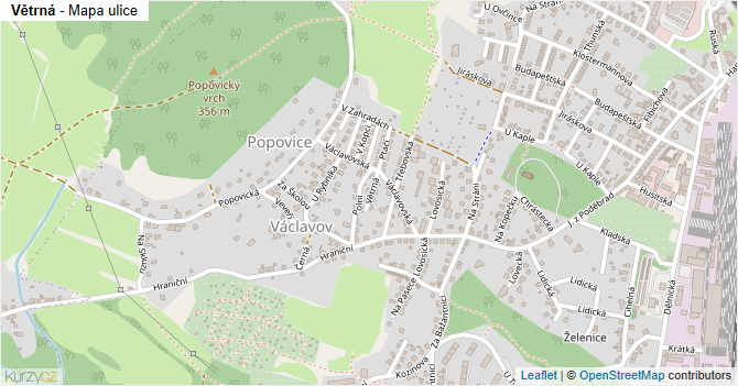 Větrná - mapa ulice