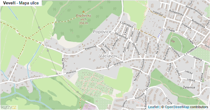 Veveří - mapa ulice