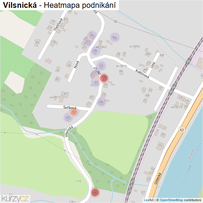 Mapa Vilsnická - Firmy v ulici.