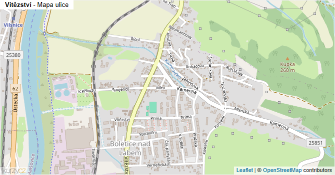 Vítězství - mapa ulice