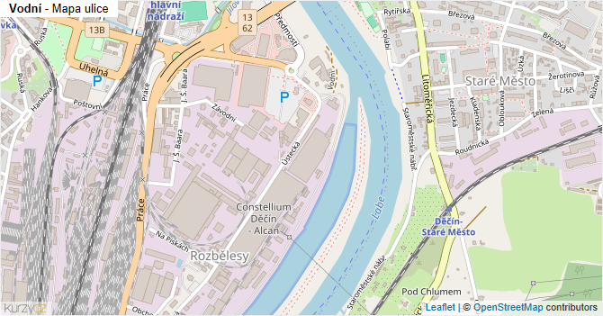 Vodní - mapa ulice
