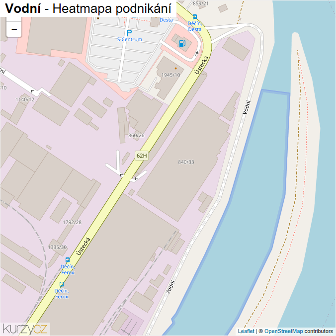 Mapa Vodní - Firmy v ulici.