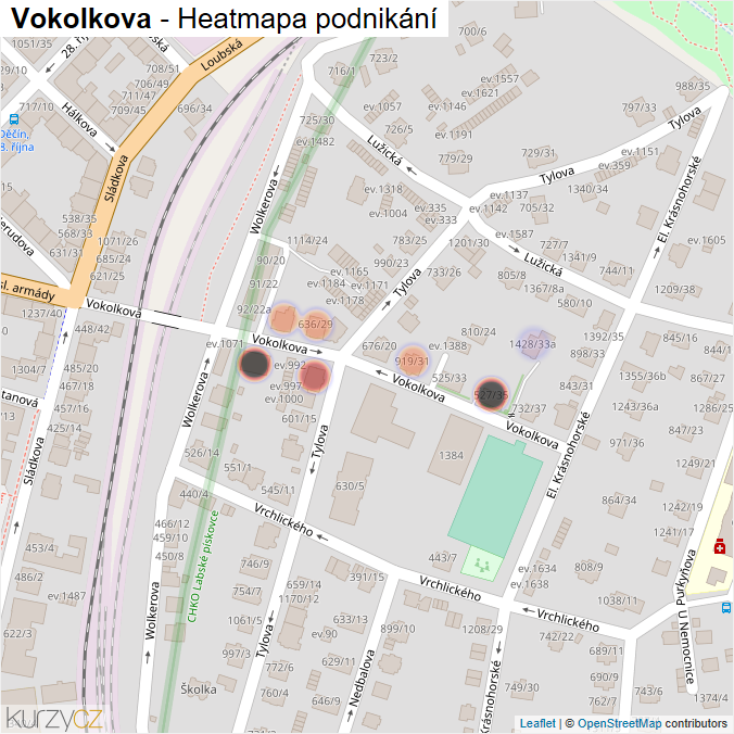 Mapa Vokolkova - Firmy v ulici.