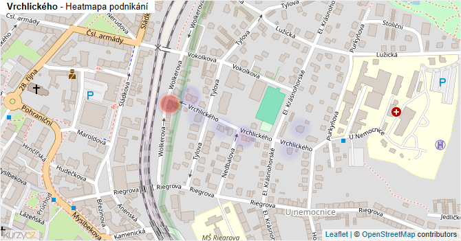 Vrchlického - mapa podnikání
