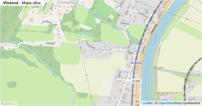 Vřesová - mapa ulice