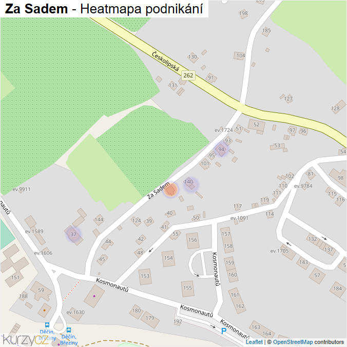 Mapa Za Sadem - Firmy v ulici.