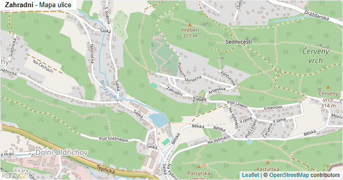 Zahradní - mapa ulice