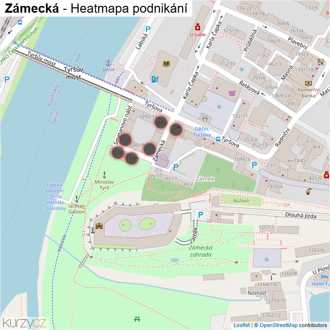 Mapa Zámecká - Firmy v ulici.