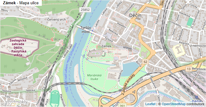 Zámek - mapa ulice