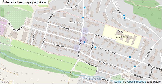 Žatecká - mapa podnikání