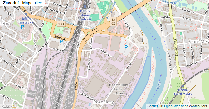 Závodní - mapa ulice