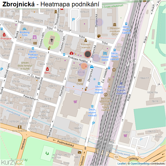 Mapa Zbrojnická - Firmy v ulici.