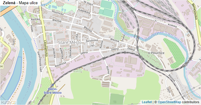 Zelená - mapa ulice