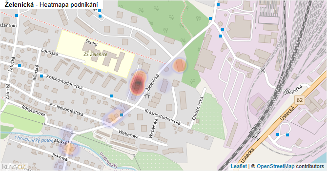 Želenická - mapa podnikání
