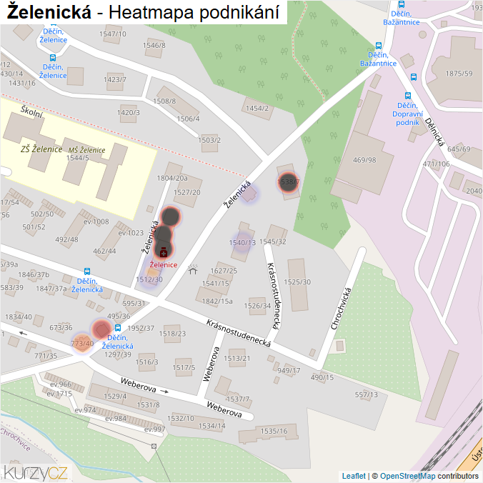 Mapa Želenická - Firmy v ulici.