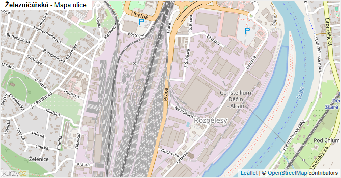 Železničářská - mapa ulice