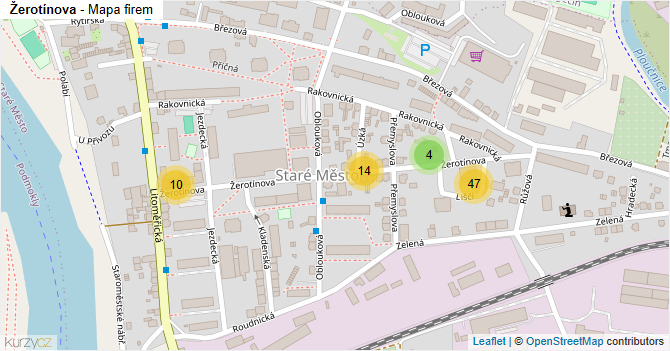 Žerotínova - mapa firem