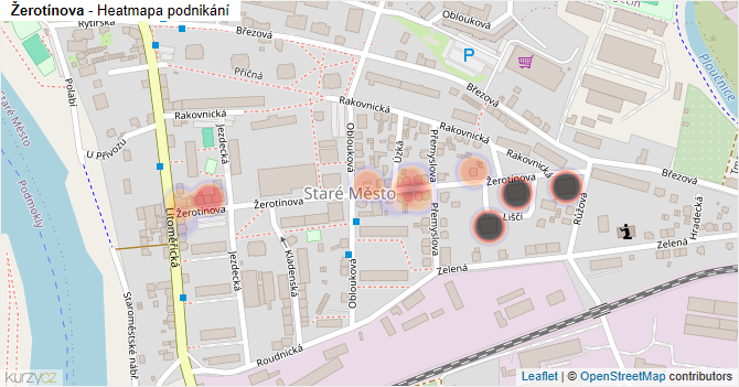 Žerotínova - mapa podnikání