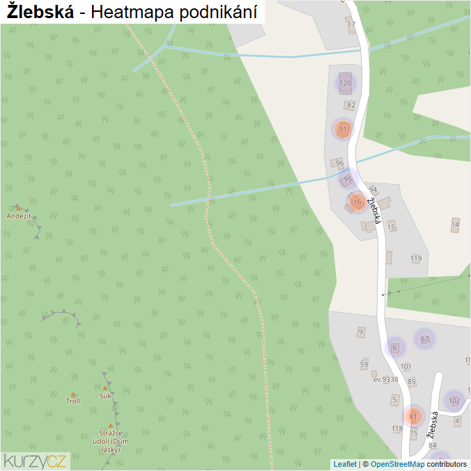 Mapa Žlebská - Firmy v ulici.