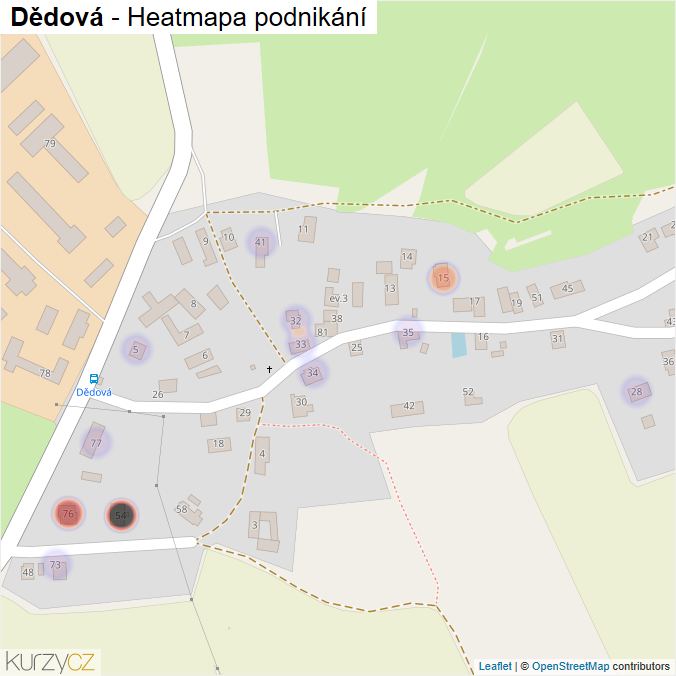 Mapa Dědová - Firmy v části obce.
