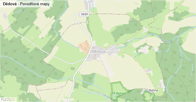 Dědová - záplavové mapy stoleté vody