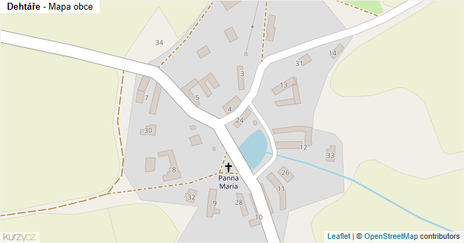 Dehtáře - mapa obce