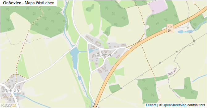 Onšovice - mapa části obce