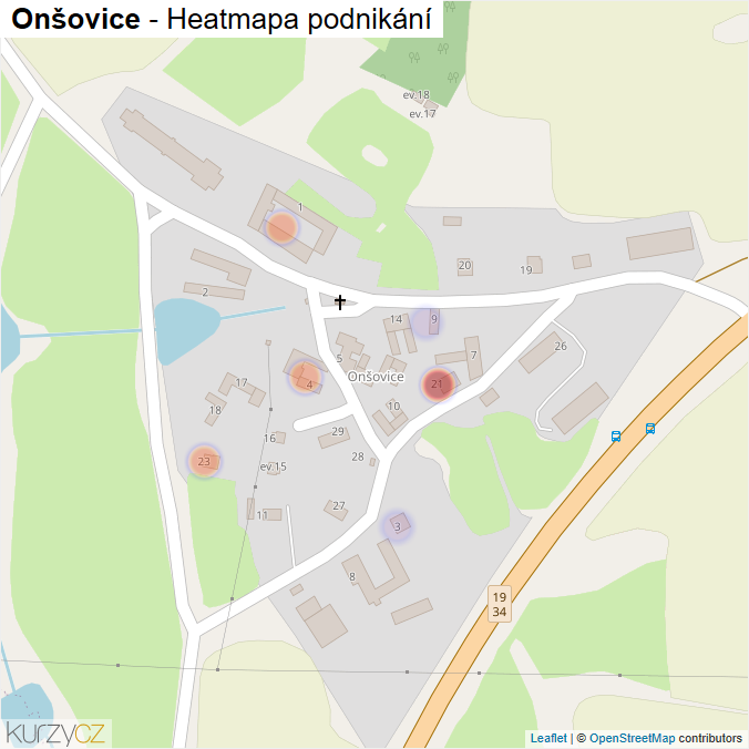 Mapa Onšovice - Firmy v části obce.