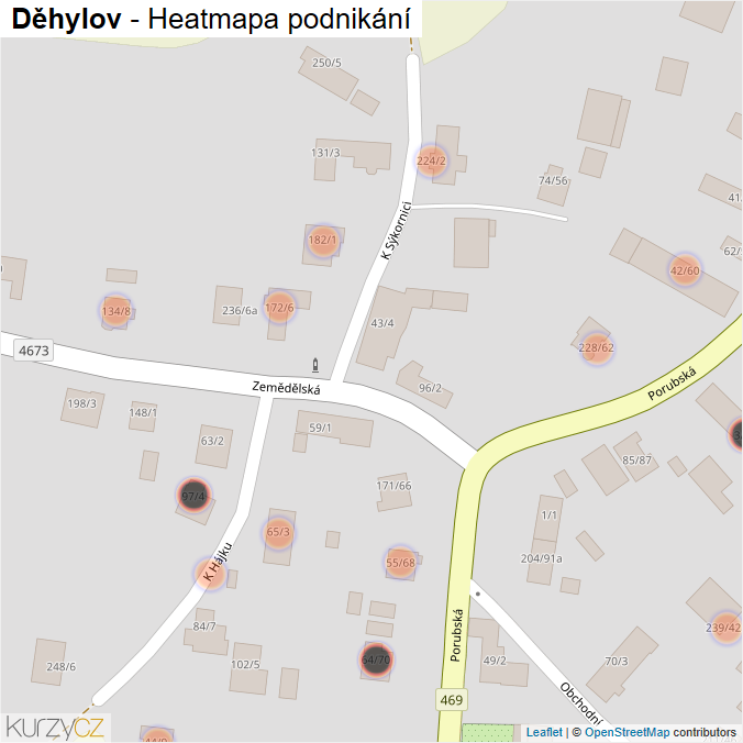Mapa Děhylov - Firmy v obci.