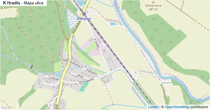 K Hradlu - mapa ulice