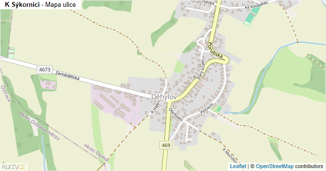 K Sýkornici - mapa ulice