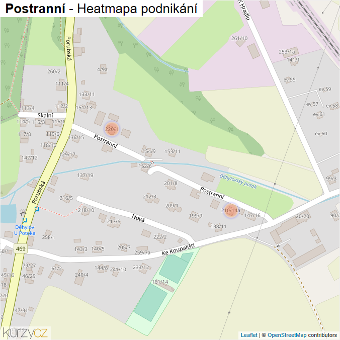 Mapa Postranní - Firmy v ulici.