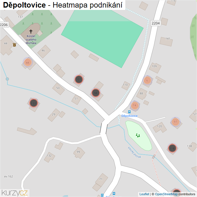 Mapa Děpoltovice - Firmy v obci.