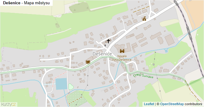 Dešenice - mapa městysu