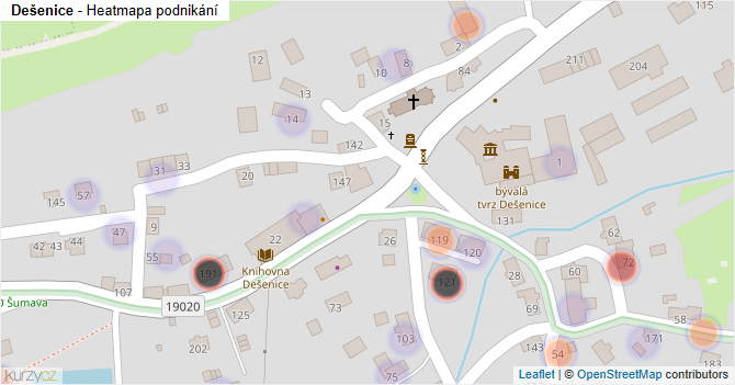 Dešenice - mapa podnikání