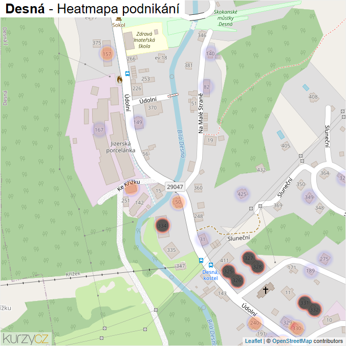 Mapa Desná - Firmy v obci.