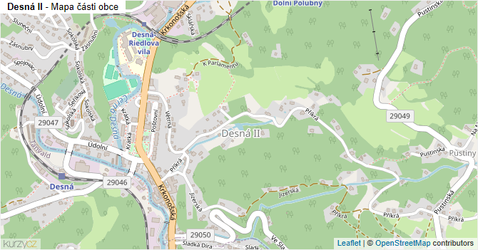 Desná II - mapa části obce