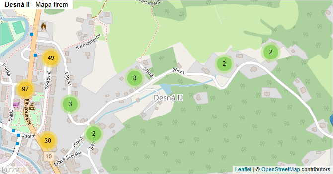 Desná II - mapa firem