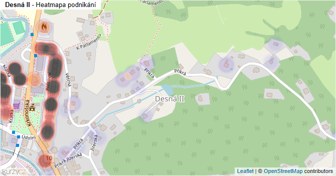 Desná II - mapa podnikání